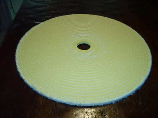 12" X 20 ply Yellow Spiral Sewn Buffing Wheel