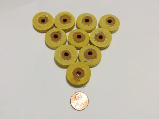 Baby Buff (1 inch) with hard pinhole center - yellow firm sewn