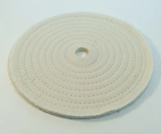 6" X 20 Ply, White Cotton Buffing Wheel, Spiral Sewn