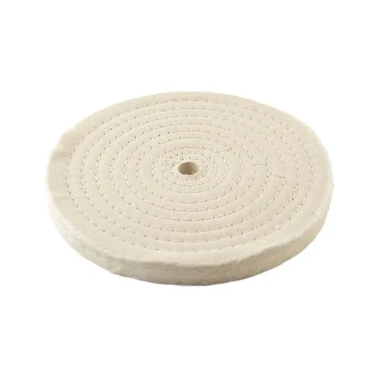 8" X 20 Ply, White Cotton Buffing Wheel, Spiral Sewn