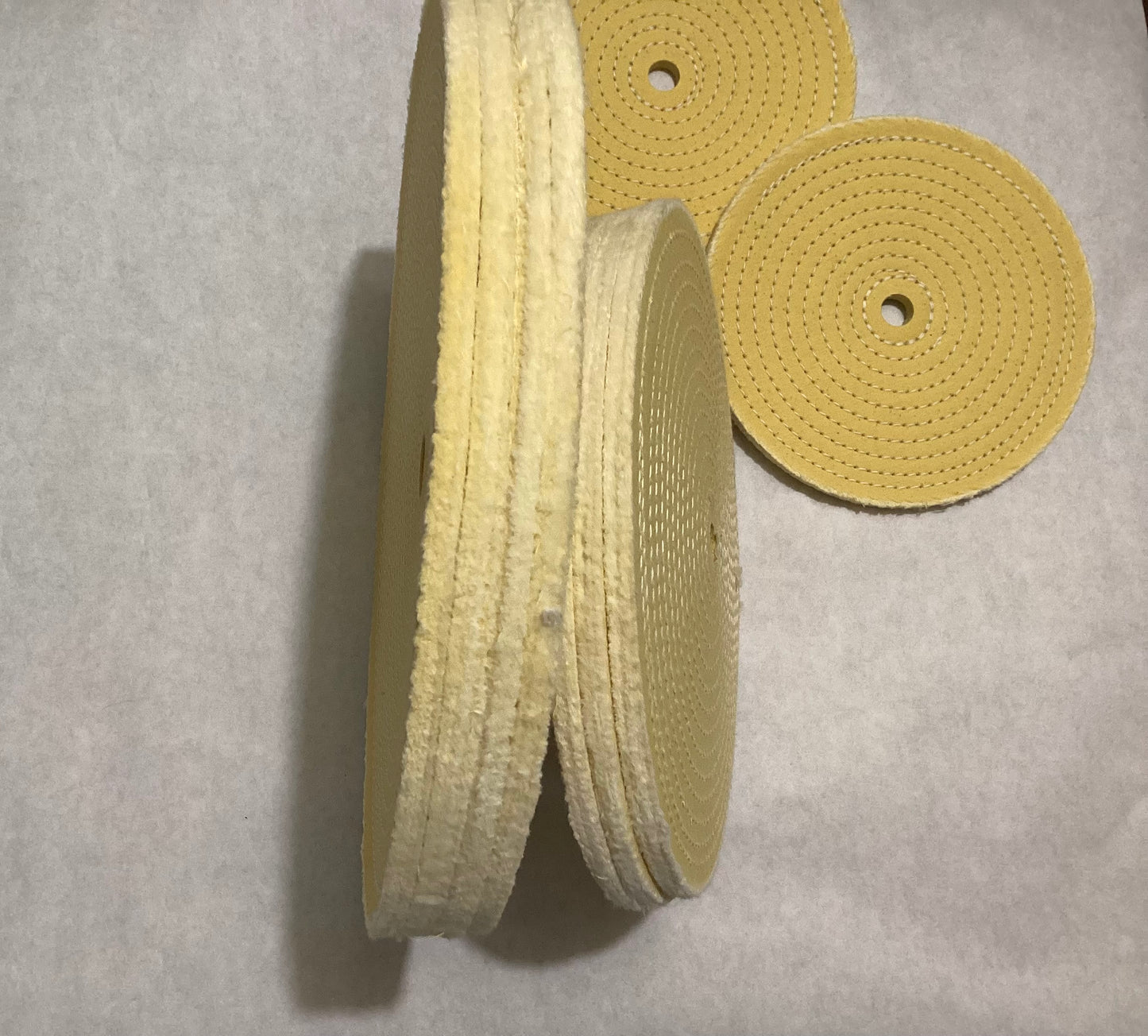 6" X 20 PLY Yellow Spiral Sewn Buffing Wheel