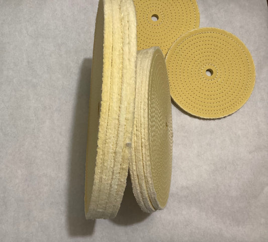 10" X 20 PLY Yellow Spiral Sewn Buffing Wheel