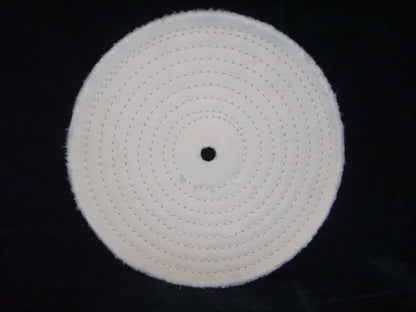 8" X 20 Ply, White Cotton Buffing Wheel, Spiral Sewn