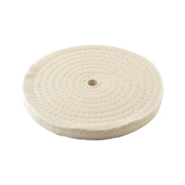 8" X 20 Ply, White Cotton Buffing Wheel, Spiral Sewn