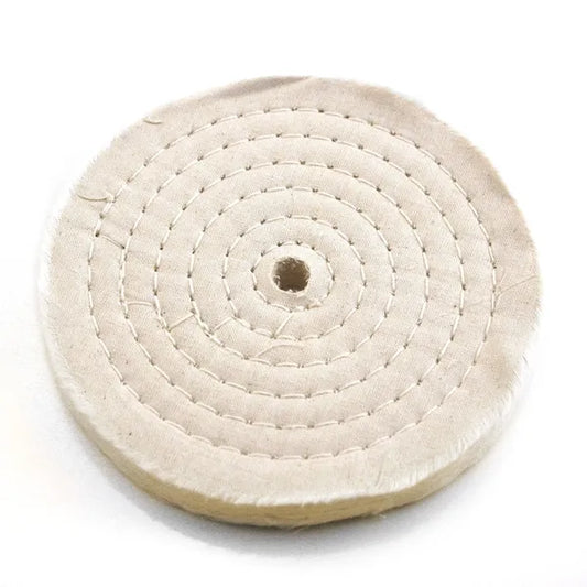 6" X 20 Ply, White Cotton Buffing Wheel, Spiral Sewn