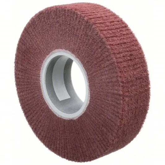 Flap Brush, 8" x 2" x 3" Non-Woven, Very Fine, Maroon, Alum. Oxide